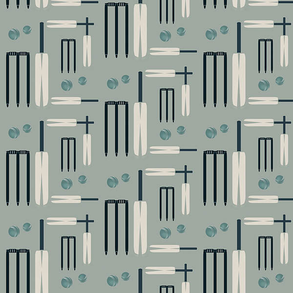 Lets Play Cricket Wallpaper (grey-green) by ATADesigns