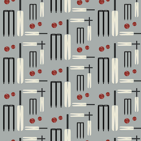 Lets Play Cricket Wallpaper (light-grey-red) by ATADesigns