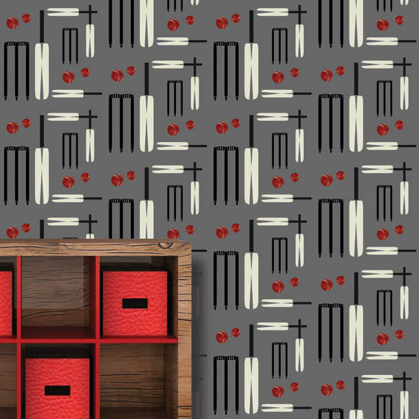 Lets Play Cricket Wallpaper (dark-grey) by ATADesigns