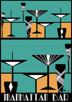 Manhattan Bar Art Deco Art Print (colour)