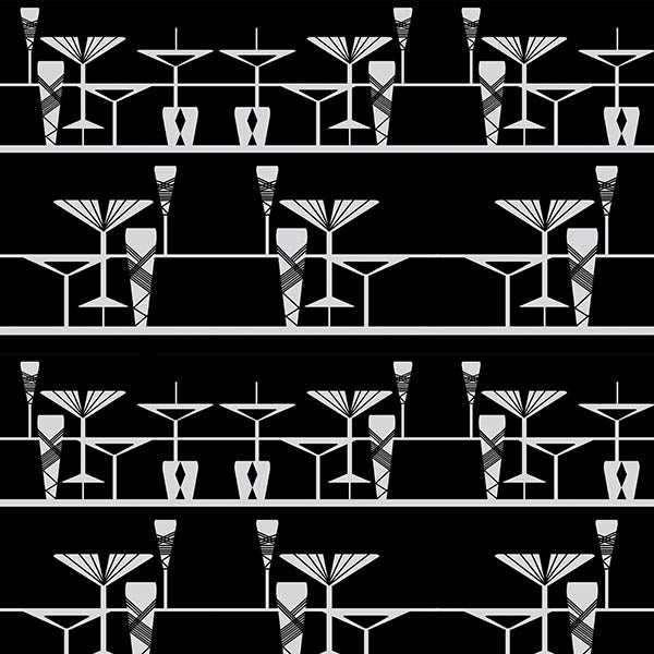 Manhattan Bar Art Deco Wallpaper (black) by ATADesigns