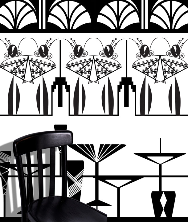 Manhattan Ladies Art Deco Mural (black and white)