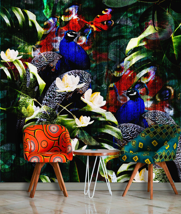 Peacocks Glam Mural