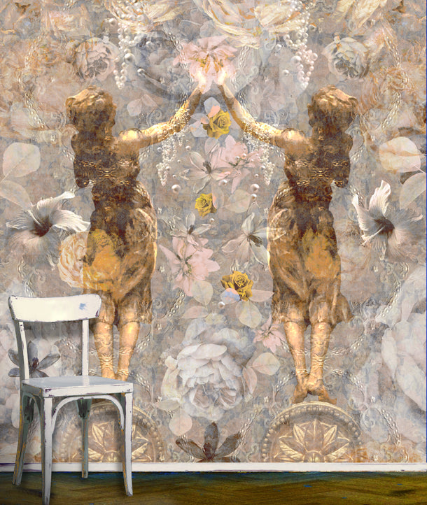 Pearlescent Ladies Mural (golden-yellow)
