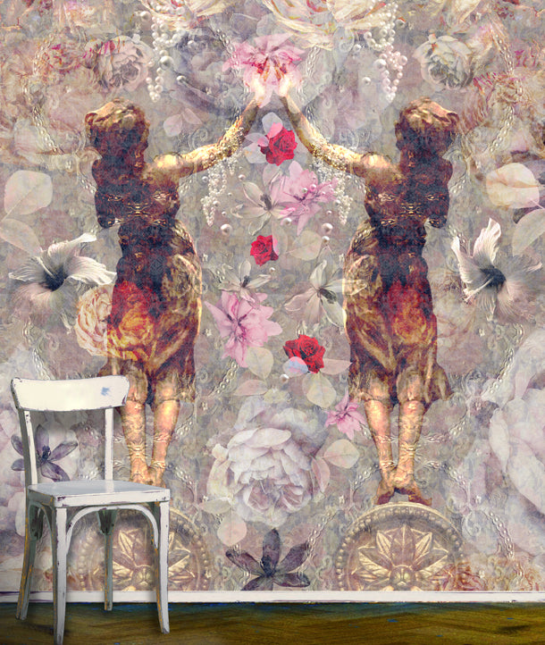 Pearlescent Ladies Mural (warm-buff)