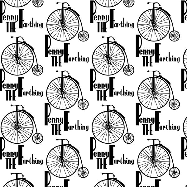 Pennyfarthing Bicycle Wallpaper (black-on-white) by ATADesigns
