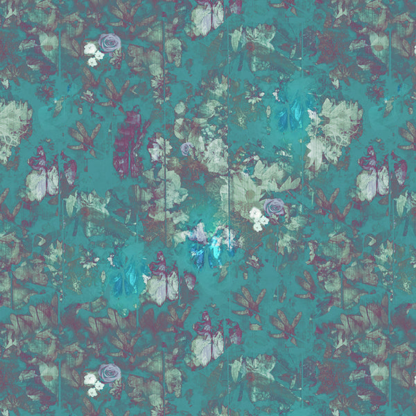 Regents Fresh Floral (aqua-green) Wallpaper by ATADesigns