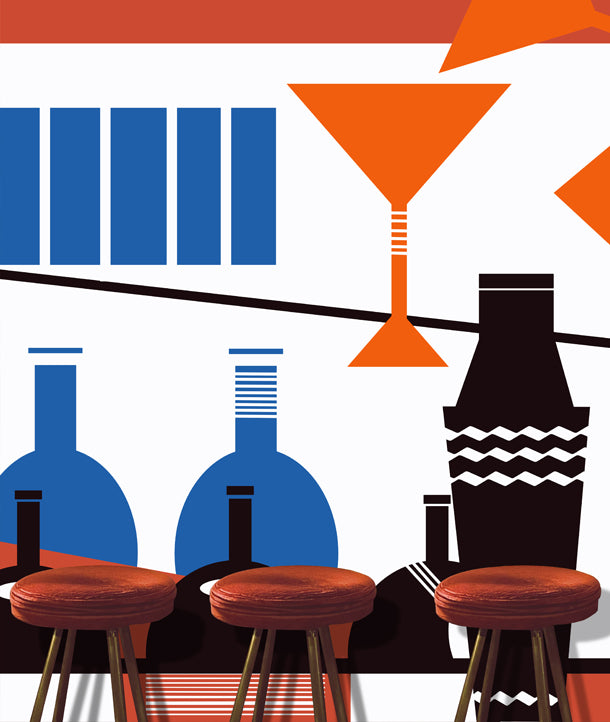 Shaken Not Stirred Art Deco Mural (multi-colour)