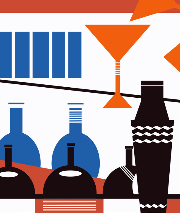 Shaken Not Stirred Art Deco Mural (multi-colour)