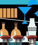 Shaken Not Stirred Art Deco Mural (blue)