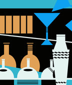 Shaken Not Stirred Art Deco Mural (blue)