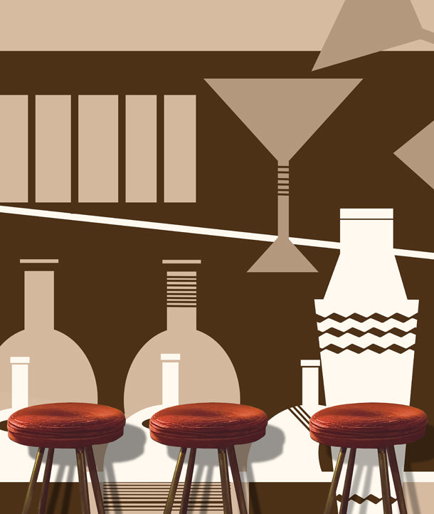 Shaken Not Stirred Art Deco Mural (brown)