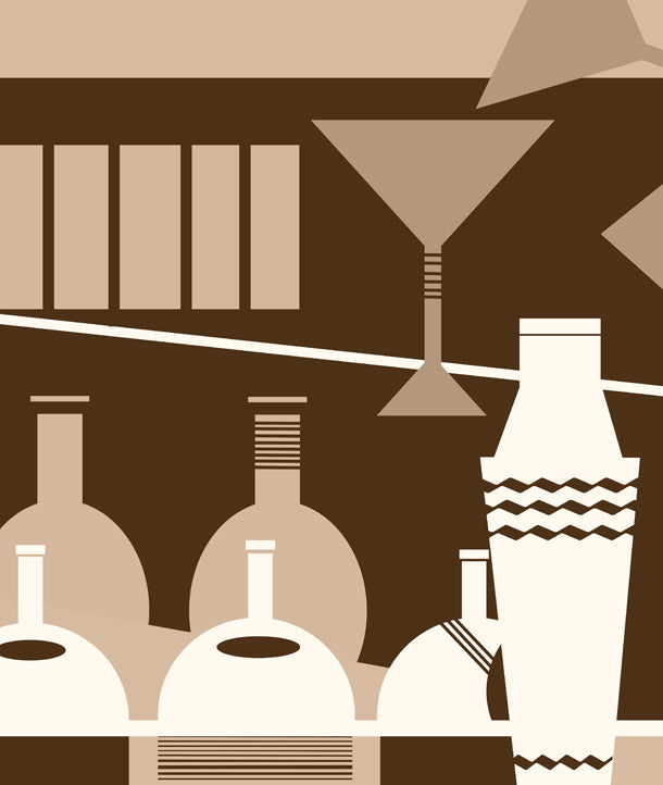 Shaken Not Stirred Art Deco Mural (brown)