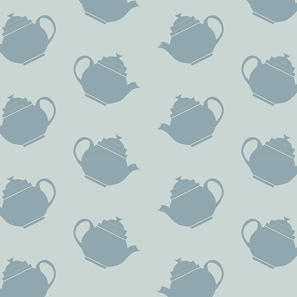 Teapot Crazy Wallpaper (grey-blue) by ATADesigns