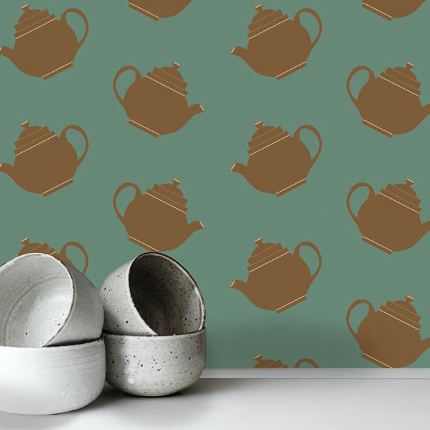 Teapot Crazy Wallpaper (green)by ATADesigns