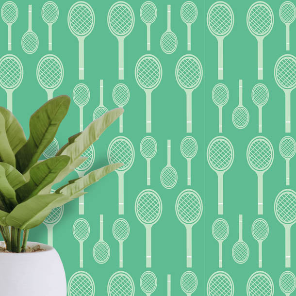 Tennis Racket Wallpaper (chalk-green) by ATADesigns