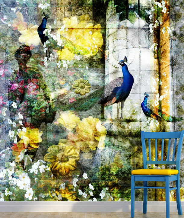 Three Peacocks Mural